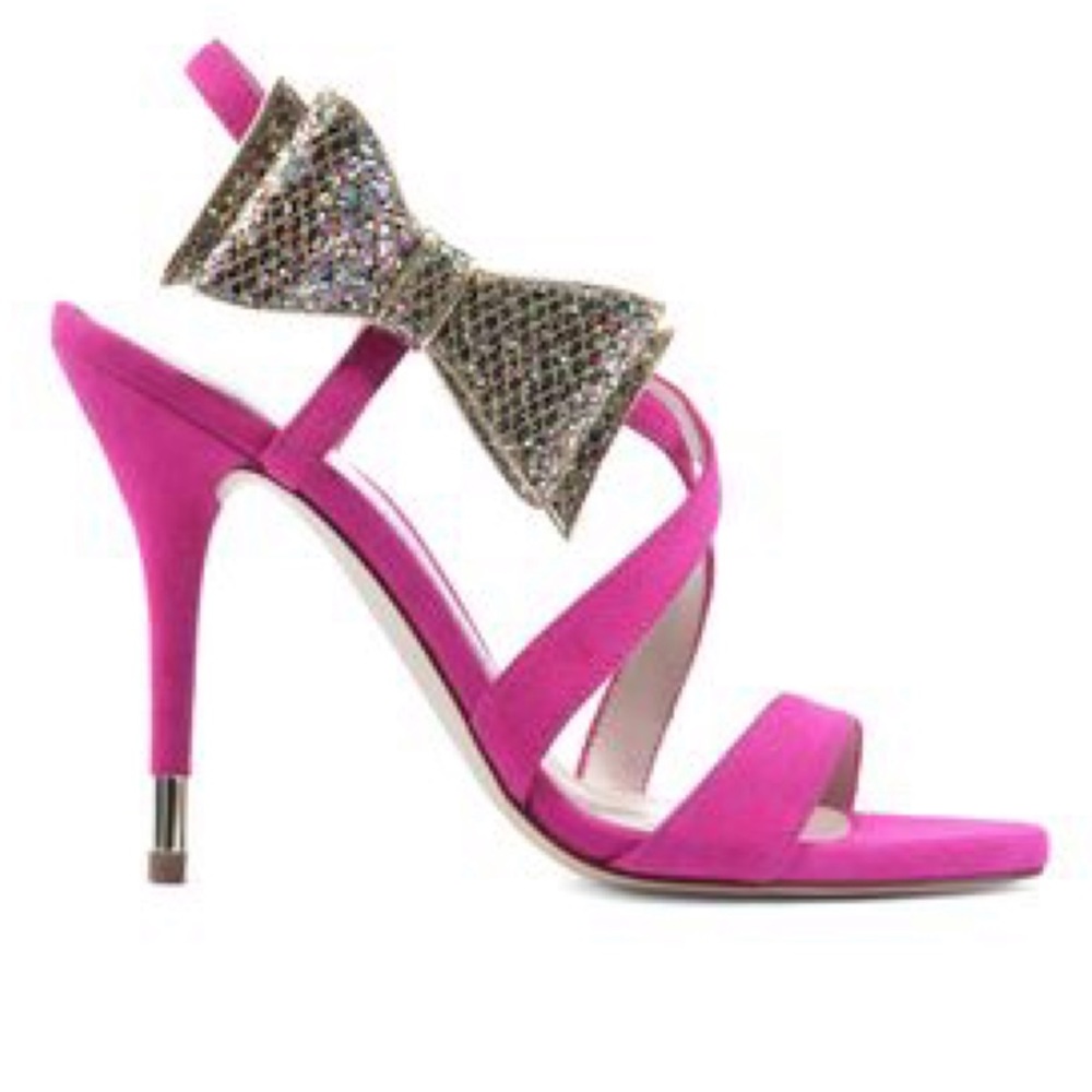Magenta heels with sparkle bow